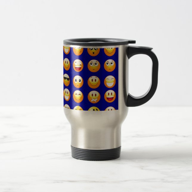 dark blue emojis travel mug (Right)