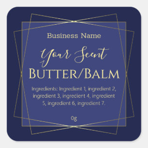 Dark Blue Face Cream Body Butter Lip Balm Labels