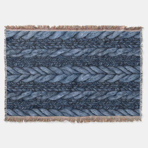 Dark Blue  Faux Chunk Knit   Throw Blanket