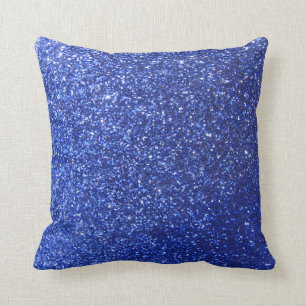 Dark blue faux glitter graphic cushion