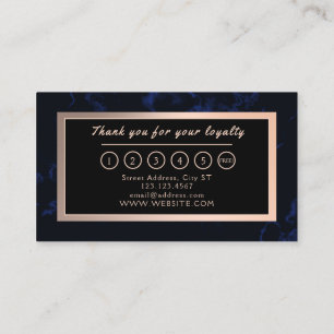 Dark blue faux marble texture frame loyalty business card