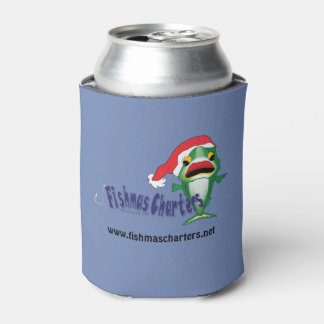 Dark Blue Fishmas Charters Can Cooler