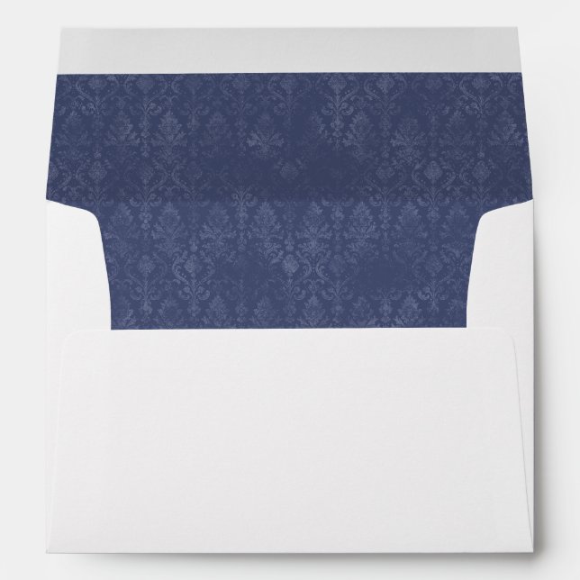 Dark Blue Floral Damask Pattern  Interior Envelope (Back (Bottom))