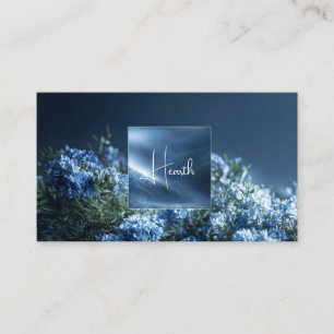 Dark Blue Floral Misty Mountain Luminous Frame Business Card
