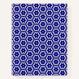 Dark Blue Floral Spiral Notebook