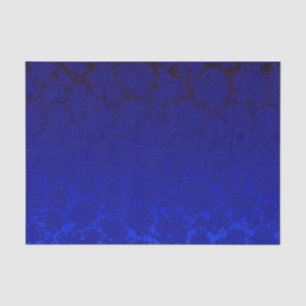 Dark Blue Floral Succulent Pattern Metallic Tissue Paper
