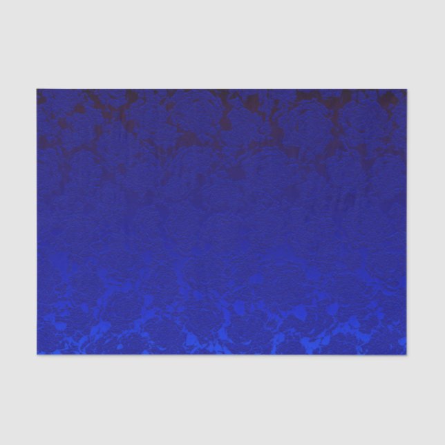 Dark Blue Floral Succulent Pattern Metallic Tissue Paper (Front)