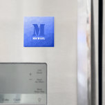 Dark blue geometric mesh pattern Monogram Magnet<br><div class="desc">Monogram Personalise with your custom initial and name. Blue gradient geometric mesh pattern triangles ombre. 
Triangle geometric mesh with cool ombre gradient design.</div>