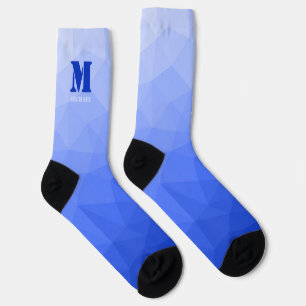Dark blue geometric mesh pattern Monogram Socks