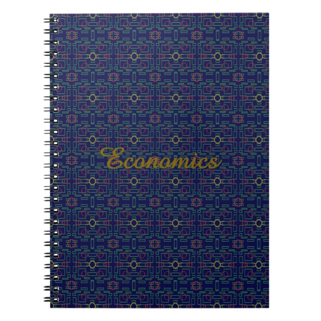 Dark Blue Geometric Spiral Photo Notebook (Front)