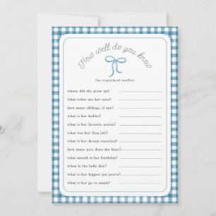 Dark Blue gingham How well do you know shower Game Invitation