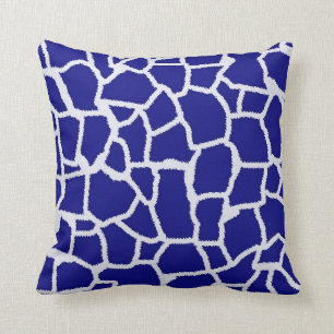 Dark Blue Giraffe Animal Print Cushion