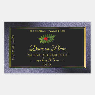 Dark Blue Glitter Black Gold Product Label Ladybug