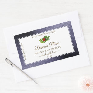 Dark Blue Glitter White Gold Product Label Ladybug