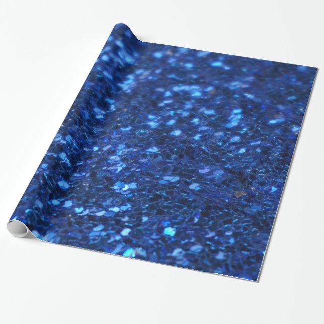 Dark Blue Glitter Wrapping Paper (Unrolled)