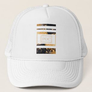 Dark Blue Gold Abstract Monogram Trucker Hat