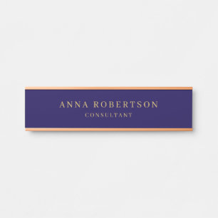 Dark Blue & Gold Colours Professional Minimalist Door Sign