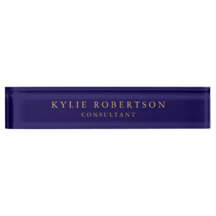 Dark Blue Gold Colours Professional Trendy Modern Nameplate