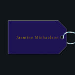 Dark Blue & Gold Cute Minimalist Own Name Gift Tags<br><div class="desc">You Can Easily Change the Fonts,  Background Image and Colour,  Letter Characters.</div>