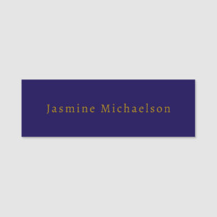 Dark Blue & Gold Cute Minimalist Own Name Tag