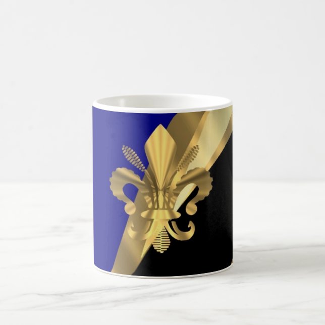 Dark blue & gold fleur de lys coffee mug (Center)