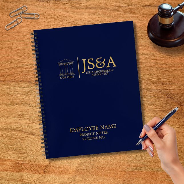 Dark Blue Gold Justice Columns Law Firm Notebook (Creator Uploaded)