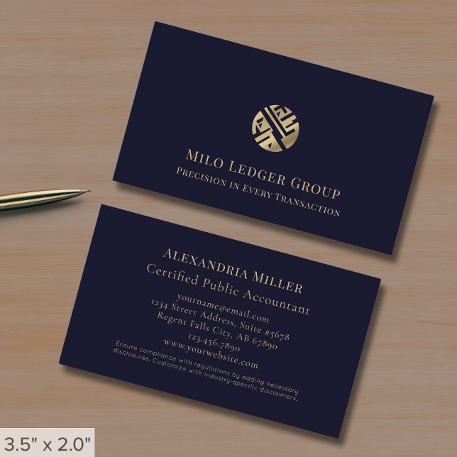 Dark Blue Gold Logo Business Card (Creator Uploaded)