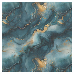 Dark Blue & Gold Marble Fabric