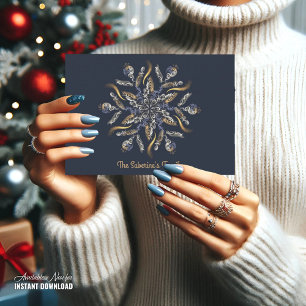 Dark Blue & Gold Midnight Sparkle Stars New Year Card