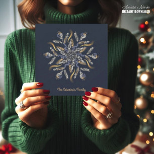 Dark Blue & Gold Midnight Sparkle Stars New Year Card