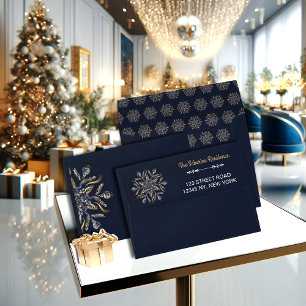 Dark Blue & Gold Midnight Sparkle Stars New Year  Envelope
