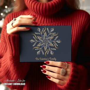 Dark Blue & Gold Midnight Sparkle Stars New Year Postcard
