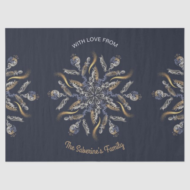 Dark Blue & Gold Midnight Sparkle Stars New Year  Tissue Paper (Front)