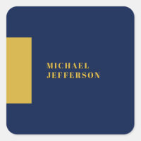 Dark Blue & Gold Minimalist Plain Modern Own Name