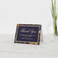Dark Blue Gold Pattern 100th Birthday Thank You
