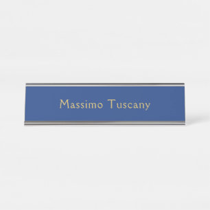 Dark Blue & Gold Professional Trendy Minimalist Desk Name Plate