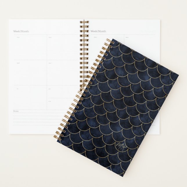 Dark Blue & Gold Scales Mermaid Yearly Planner (Display)