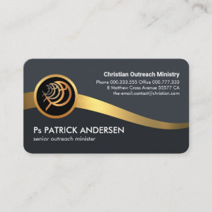 Dark Blue Gold Waves Pastoral Business Card