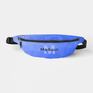 Dark blue gradient geometric mesh pattern Monogram Bum Bags