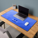 Dark blue Gradient Geometric Mesh Pattern monogram Desk Mat<br><div class="desc">Monogram Personalise with your custom initial and name. Unique cool desk mat for his office,  room,  work,  man cave,  gaming room.. 
Blue Gradient Geometric Mesh Pattern. Subtle modern design Elegant and cool Triangle geometric mesh gradient.</div>