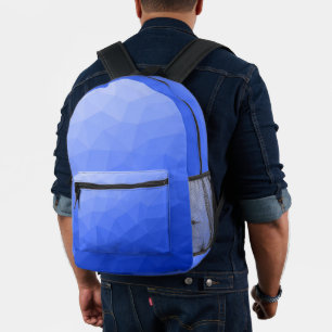 Dark blue Gradient Geometric Mesh Pattern Printed Backpack