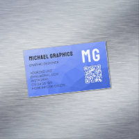 Dark blue gradient geometric mesh pattern QR code