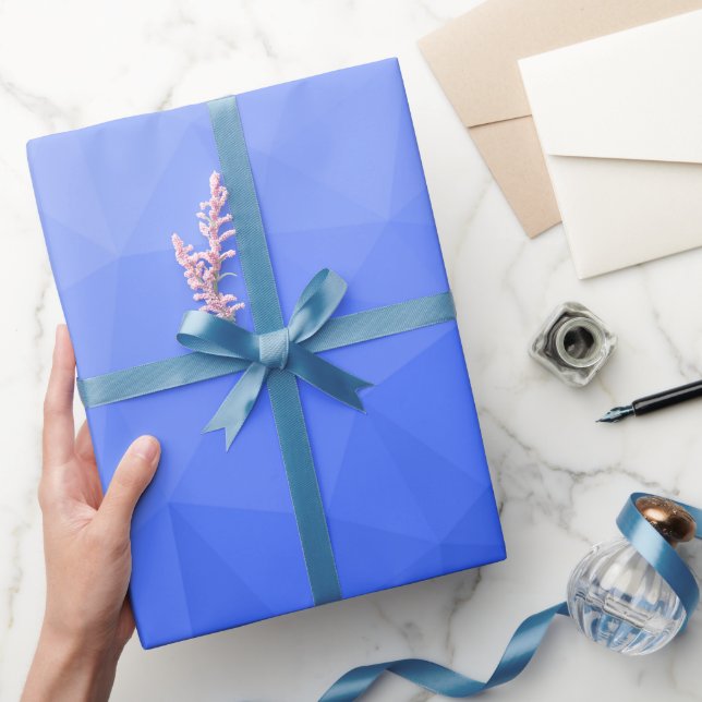 Dark Blue gradient geometric mesh pattern Wrapping Paper (Gifting)