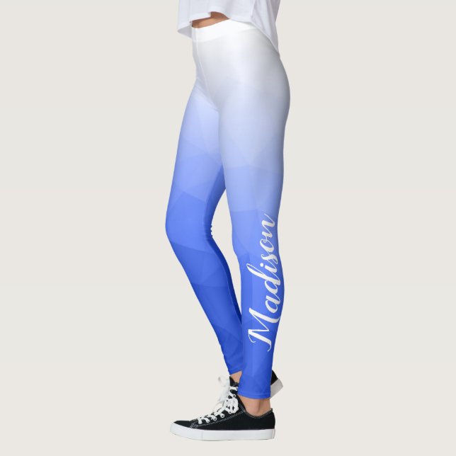 Dark blue Gradient Geometry Mesh Pattern Name Leggings (Left)