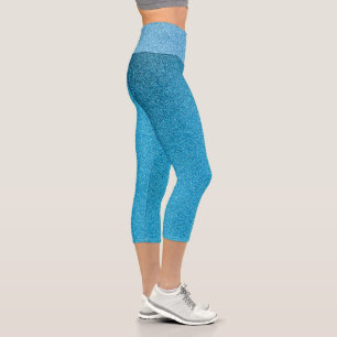 Dark-Blue Gradient Glitters Capri Leggings