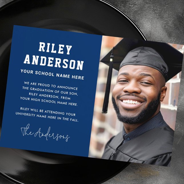 Dark blue graduation photo announcement (Dark blue graduation photo announcement)
