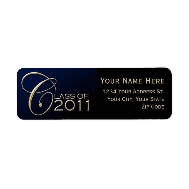 Dark Blue Graduation Return Address Labels (Front)