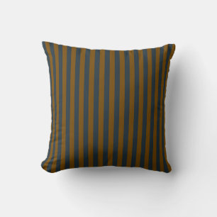 dark blue-green and antique bronze stripes cushion