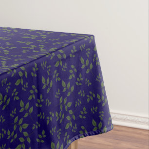 Dark blue green pattern leaves elegant stylish tablecloth