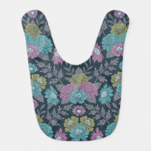 Dark Blue, Green & Purple Floral